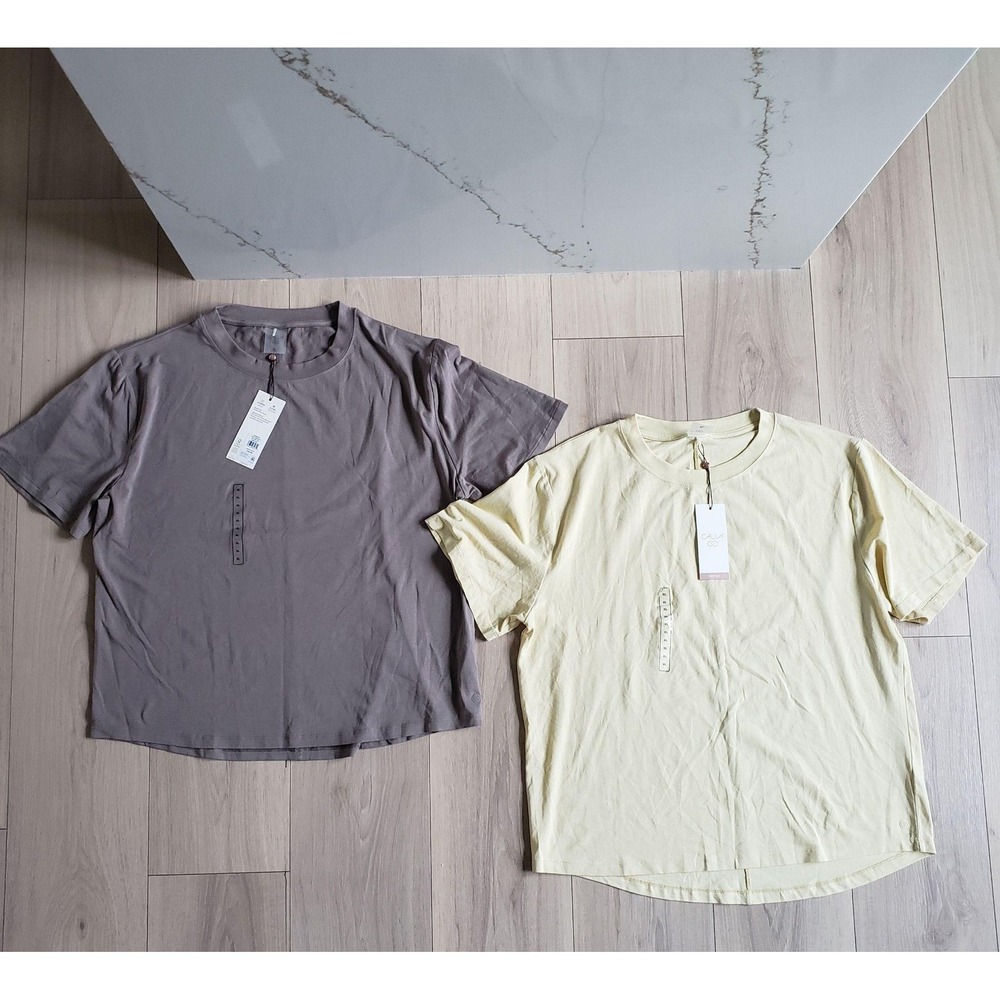 Calia Shirt Womens XL Dark Grey Oatmilk Everyday Relaxed 2 Pack Gym Yoga